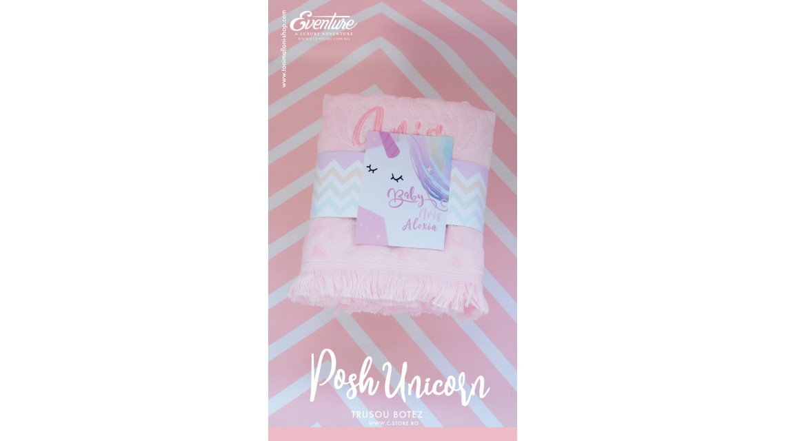 Trusou de botez pentru fetite modern cu unicorni, Posh Unicorns 5